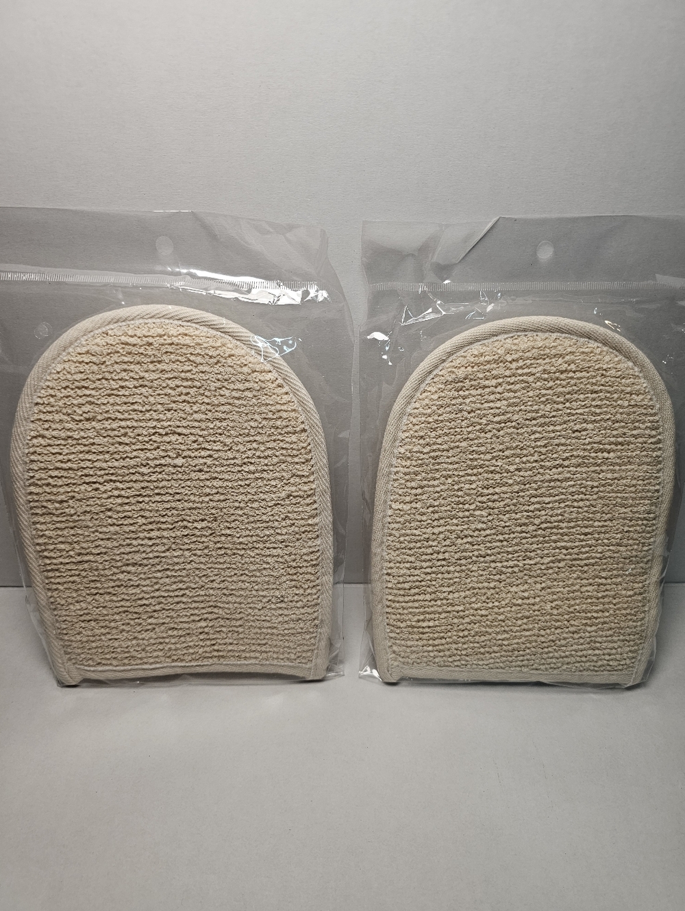 NEW Beige Exfoliating Bath Gloves - Soft Home Accents Set Of Two